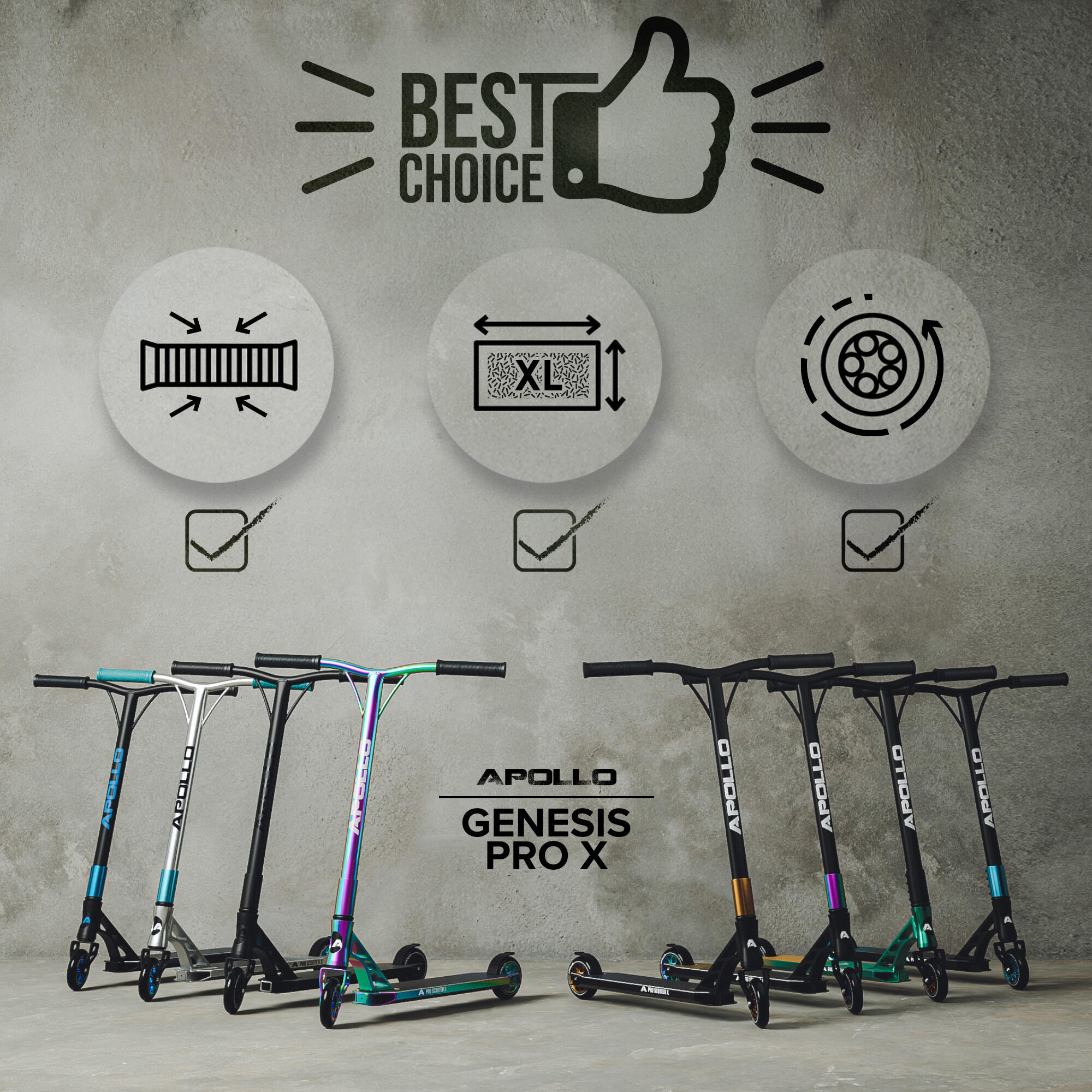 Apollo Genesis Pro X Trottinette Freestyle 110 mm Alu-Core ABEC-9 T-Bar 5/6