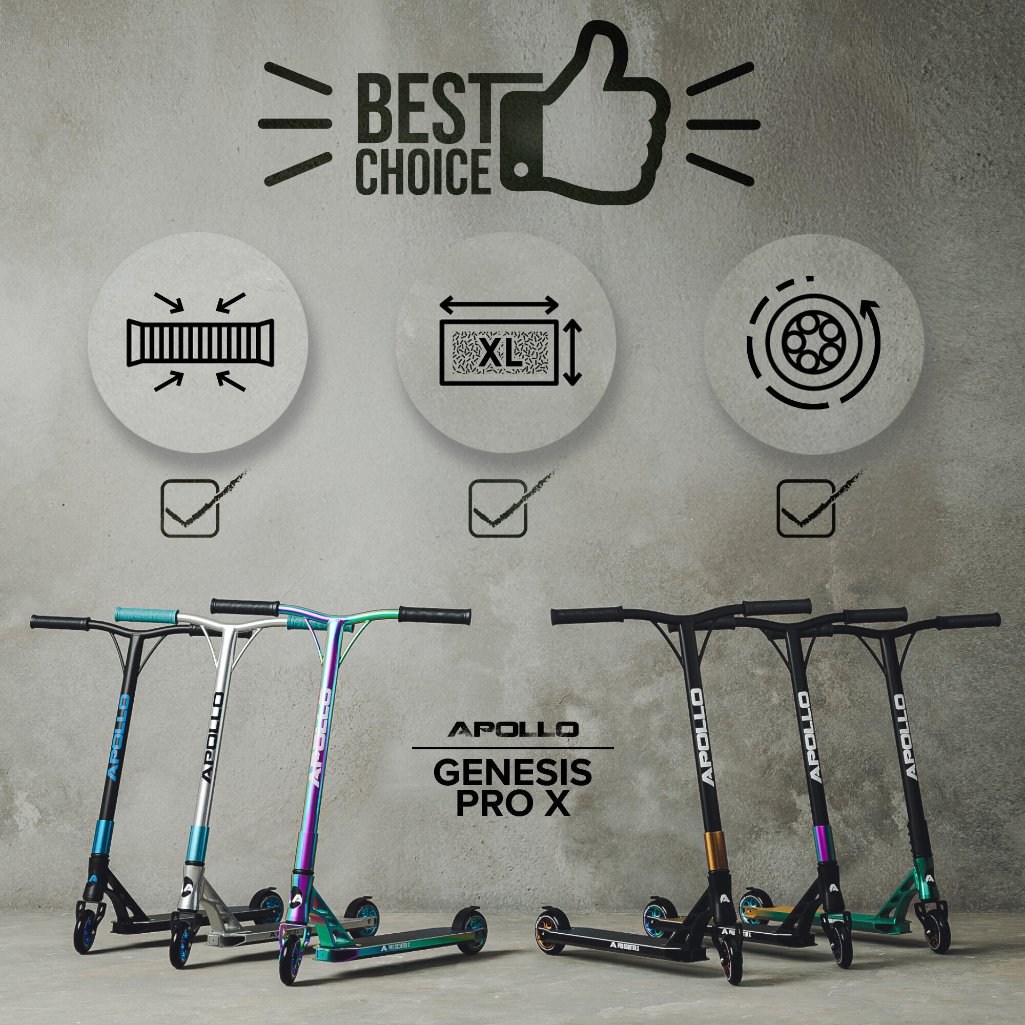Apollo Genesis Pro X Scooter Freestyle 110 mm Alu-Core ABEC-9 T-Bar 5/6