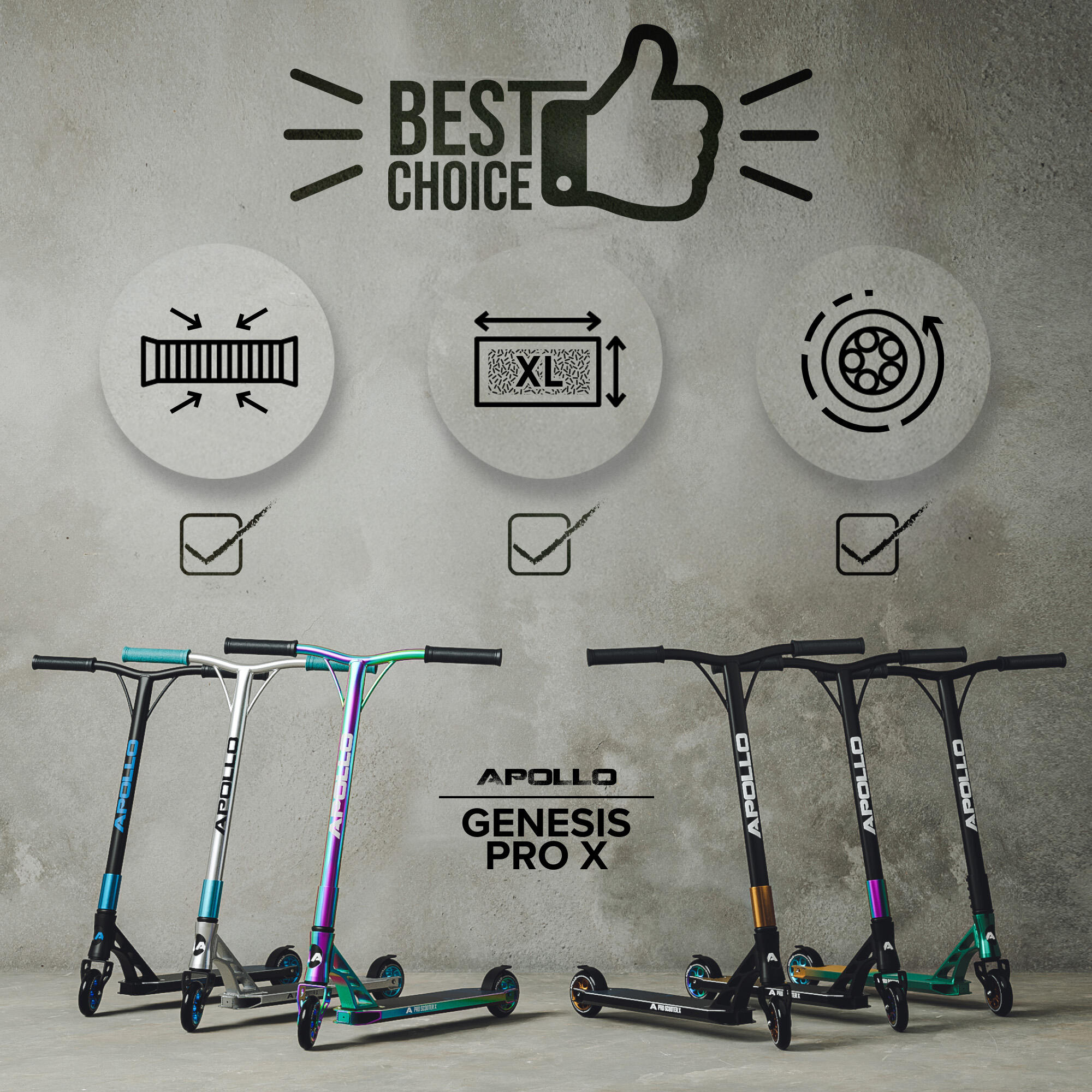 Apollo Genesis Pro X Trottinette Freestyle 110 mm Alu-Core ABEC-9 T-Bar 5/6