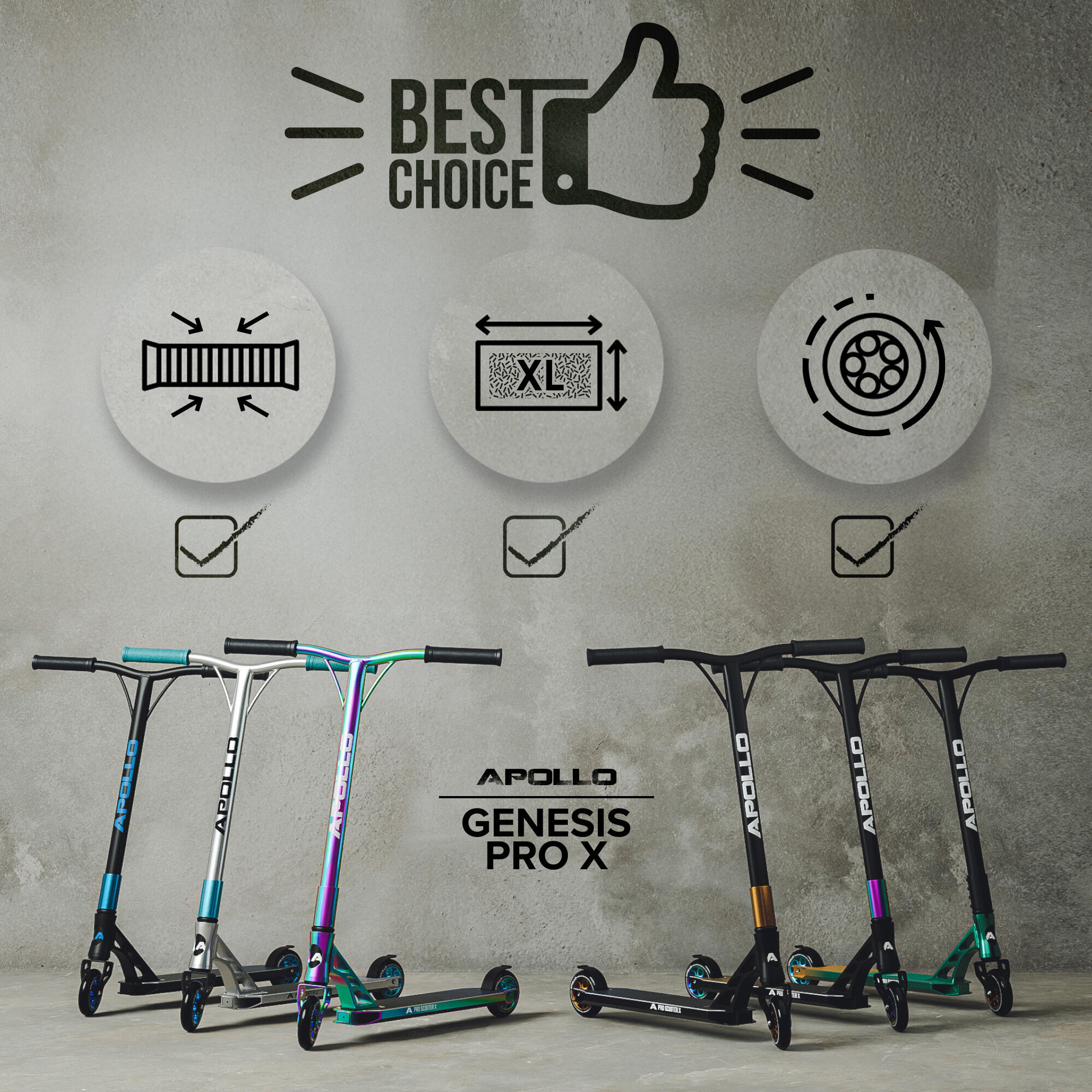Apollo Genesis Pro X Trottinette Freestyle 110 mm Alu-Core ABEC-9 T-Bar 5/6