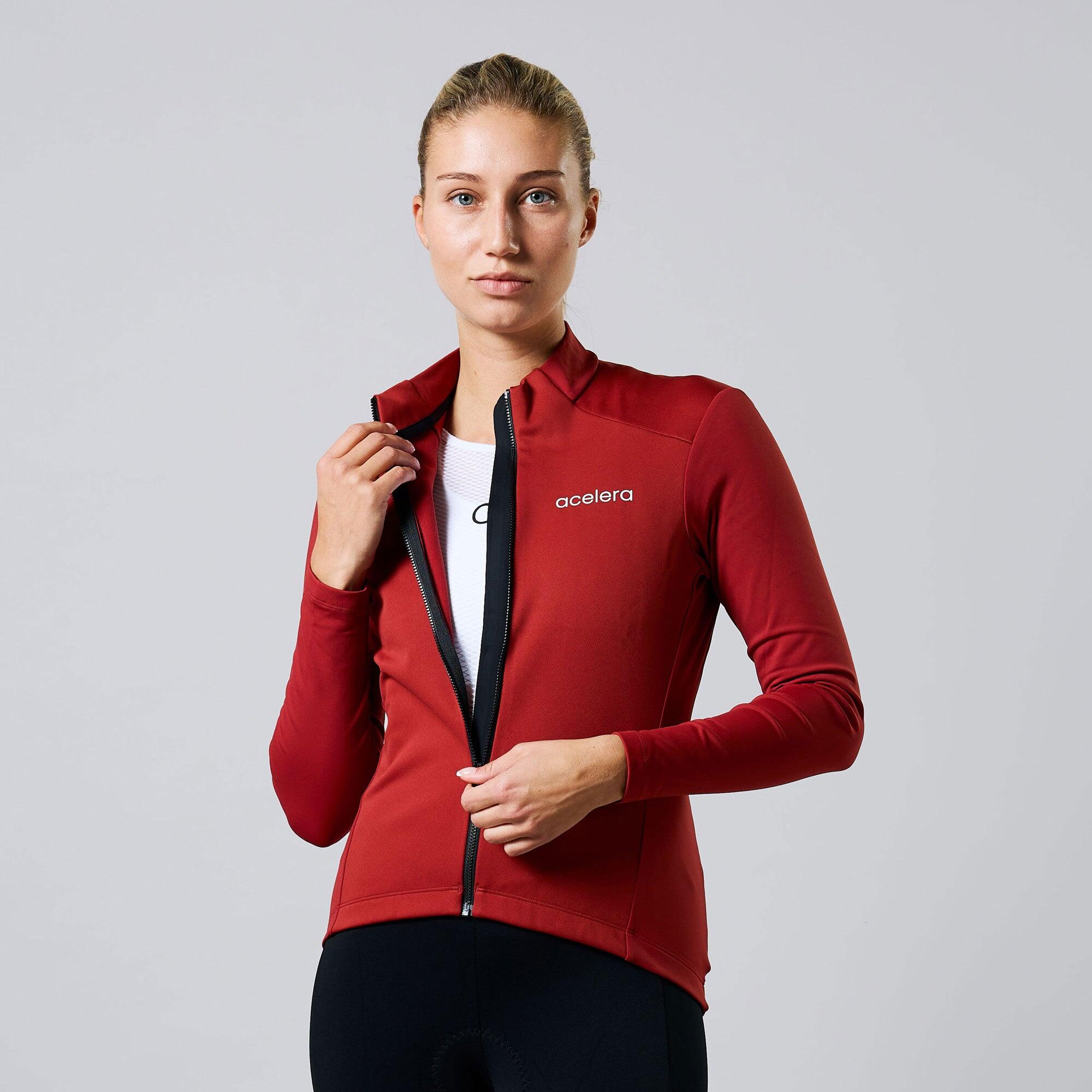 Veste Thermo Polaire Cyclisme Femme Manches Longues Vêtements Vélo