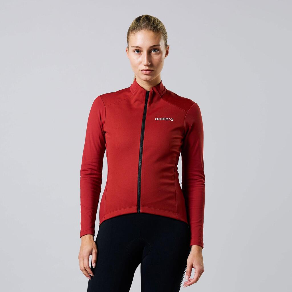 Interemdiate Women's Thermo Fleece Cycling Long Sleeve Jersey Windproof