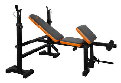 Panca Porta Bilanciere Pieghevole GetFit Force 445 - Schienale 4 Posizioni. Tela