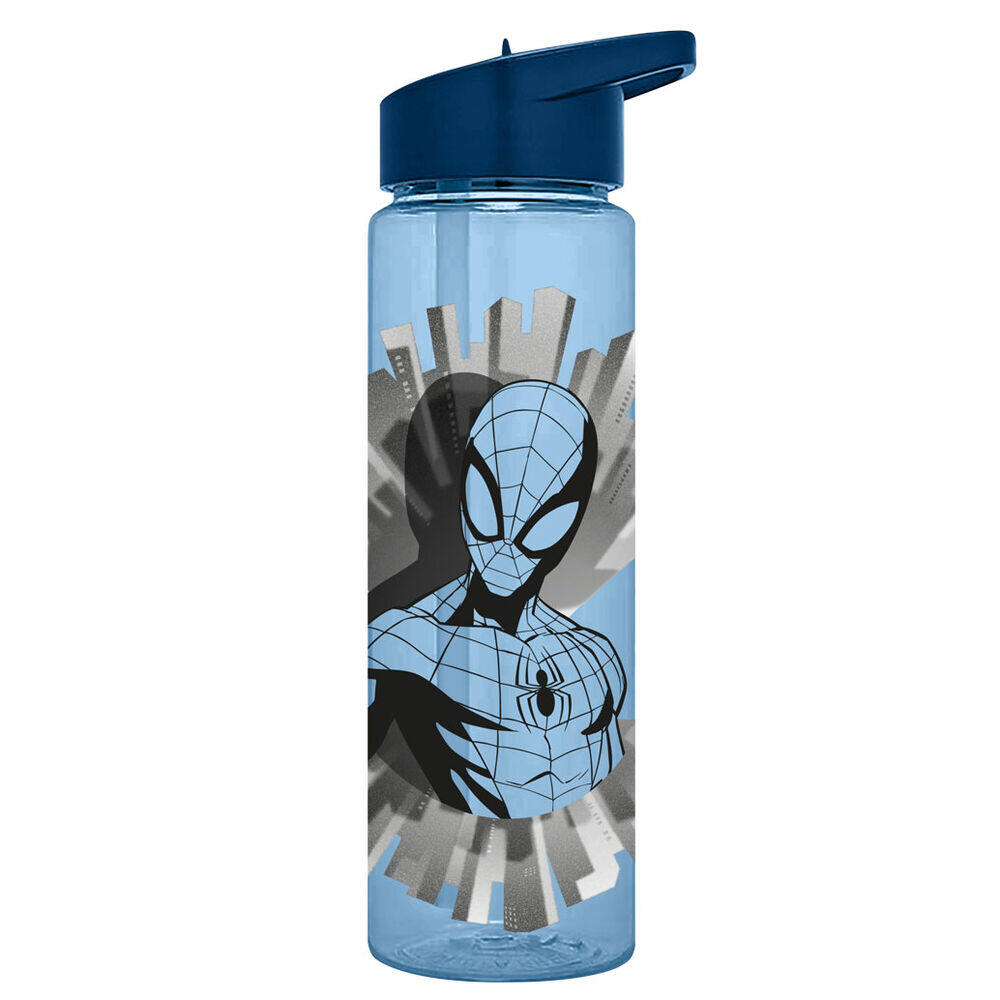 Botella Cantimplora Plástico Transparente Spiderman Azul 600 ML 1/1