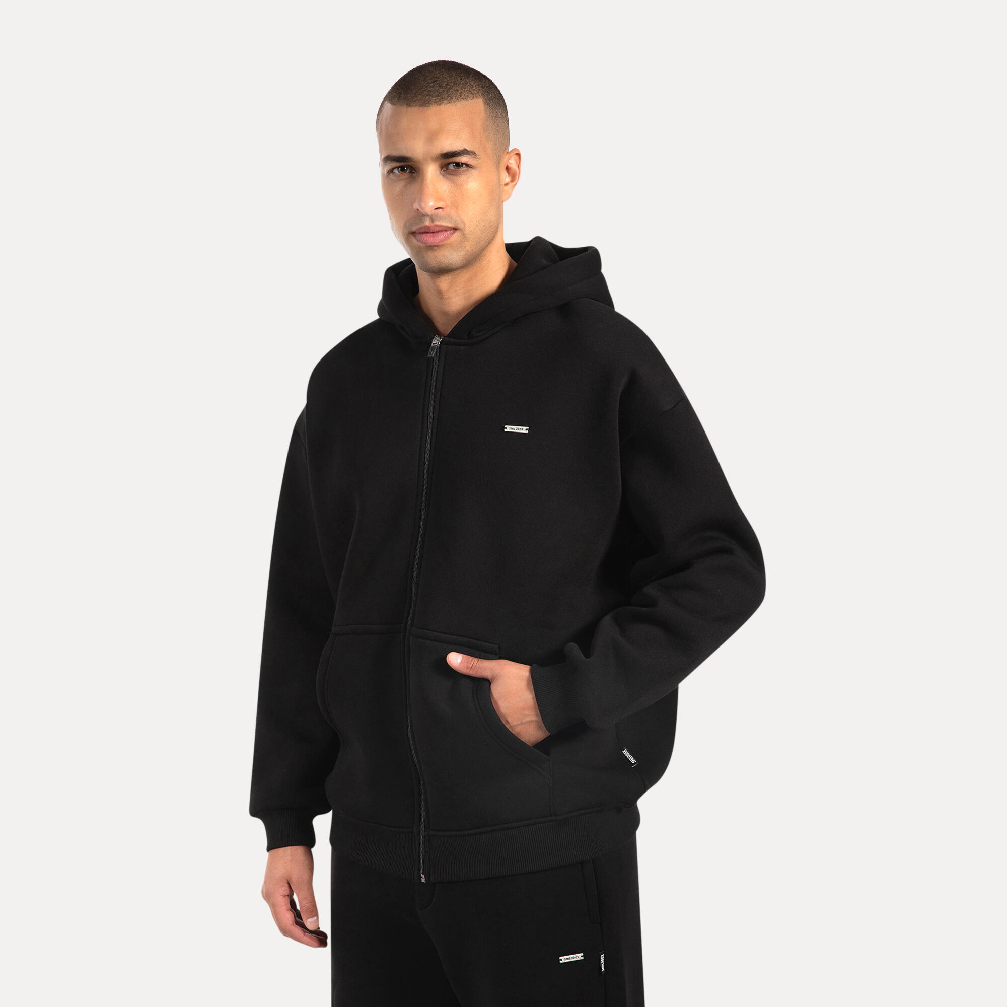 Herren Zip Hoodie Cedrik Schwarz 2/5