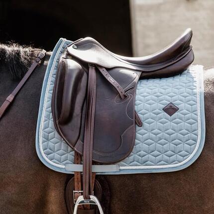 Tapis de selle dressage velours bleu clair
