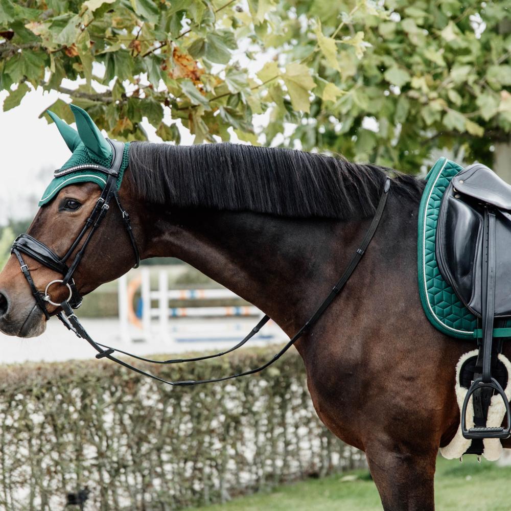 Tapis de selle dressage velours vert foncé 5/5