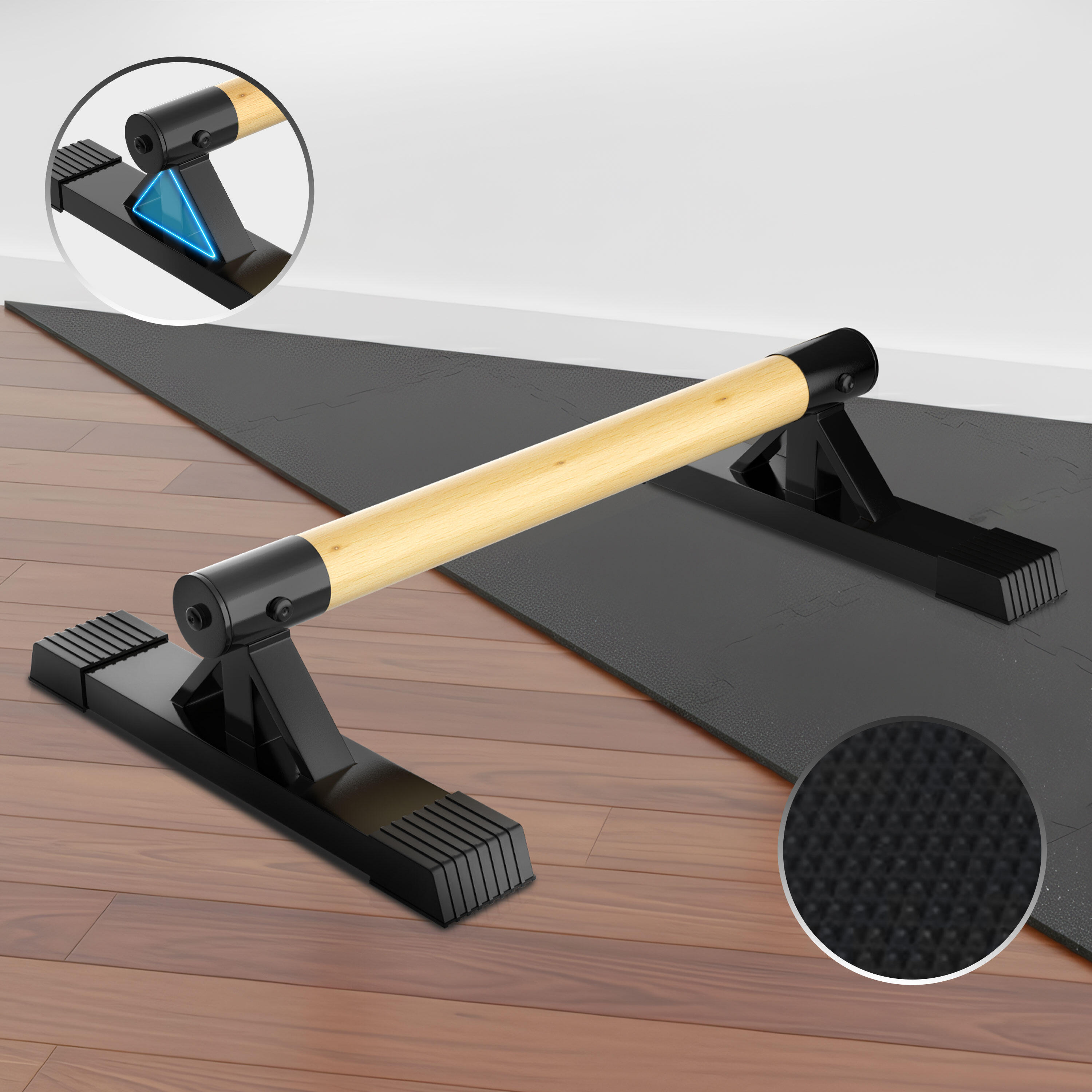 Parallettes Holz & Stahl – Ergonomische Push Up Bars & Handstand Griffe 500 kg 5/7
