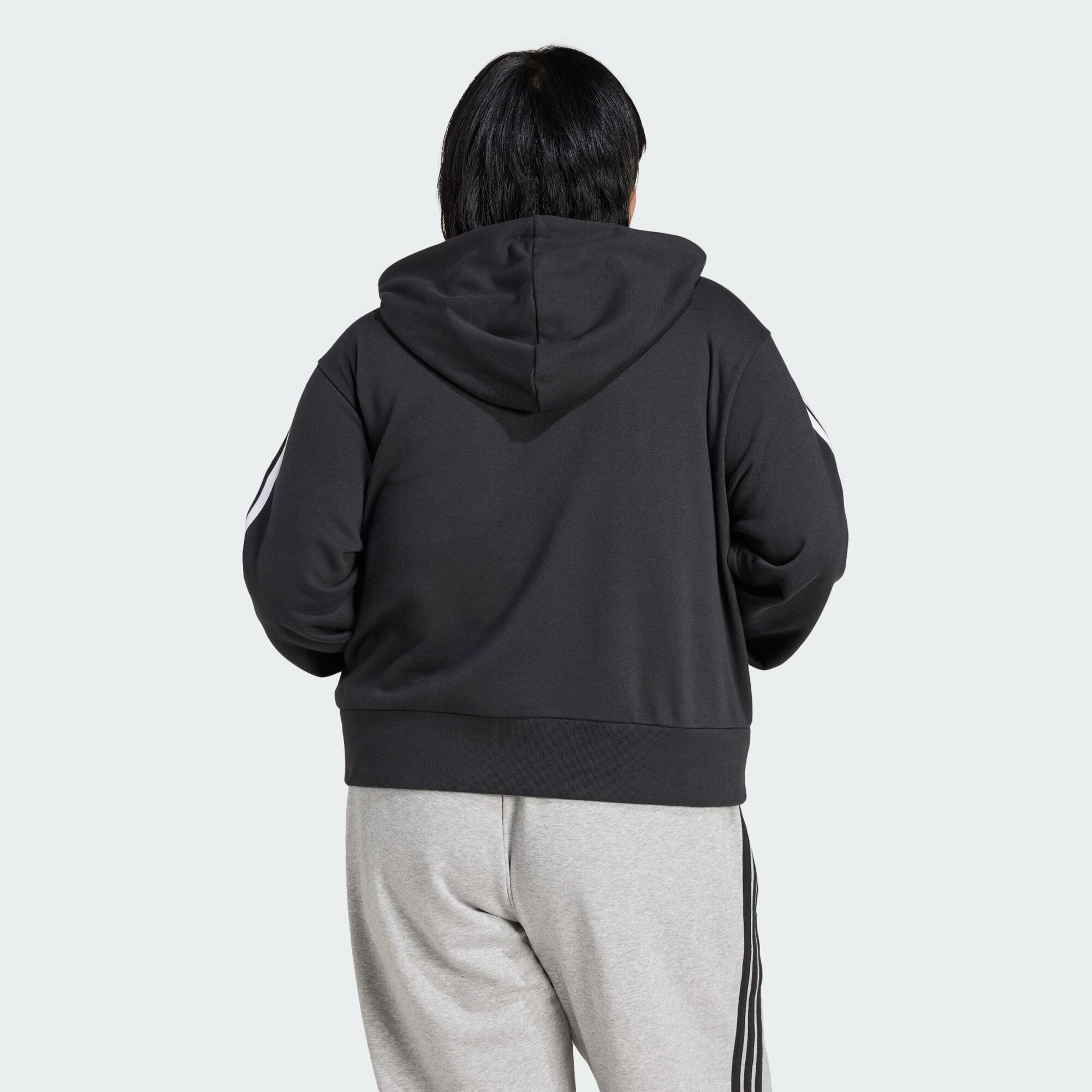 Essentials 3-Stripes French Terry Hoodie met Korte Rits (Grote Maat) 3/5