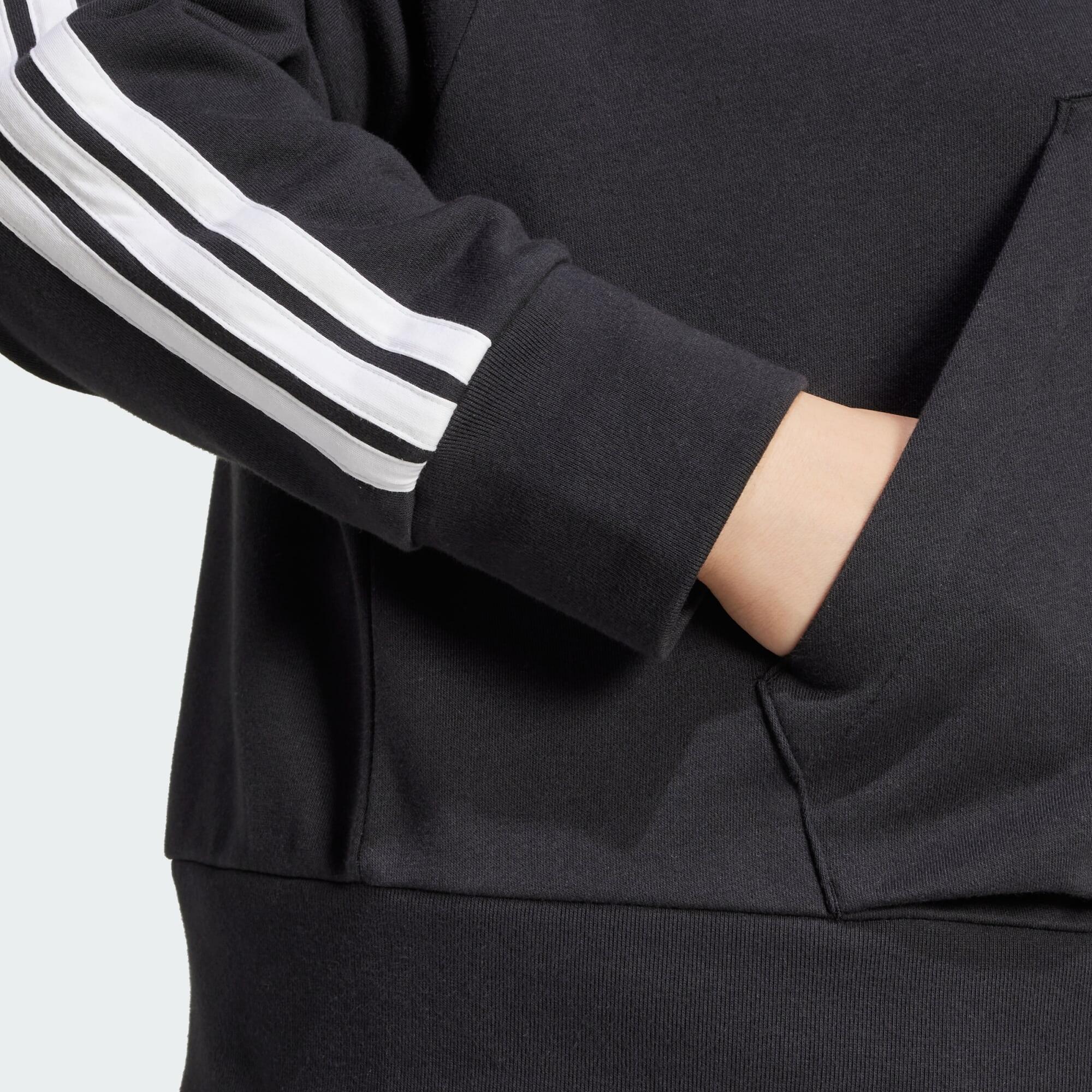 Essentials 3-Stripes French Terry Hoodie met Korte Rits (Grote Maat) 5/5