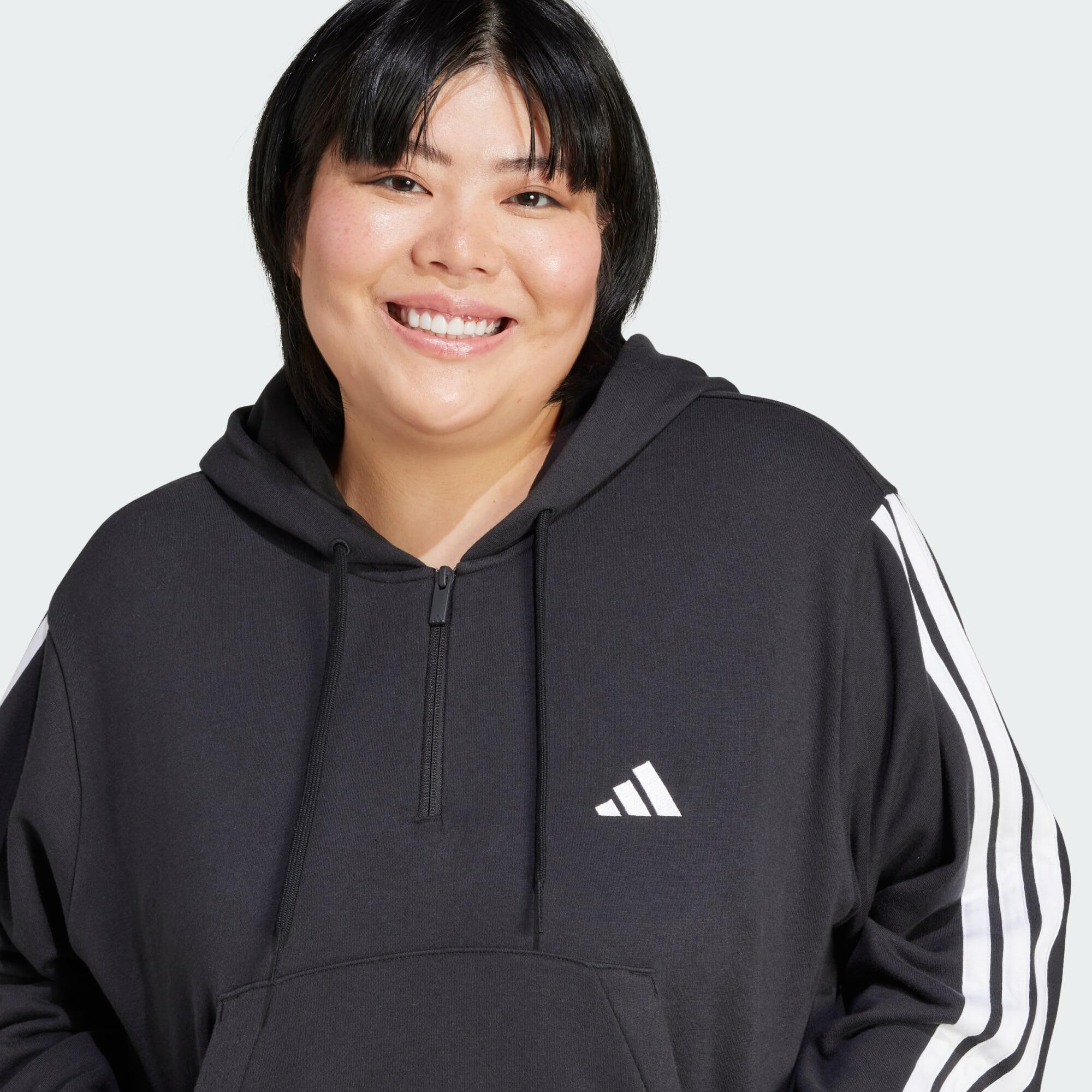 Essentials 3-Stripes French Terry Hoodie met Korte Rits (Grote Maat) 4/5