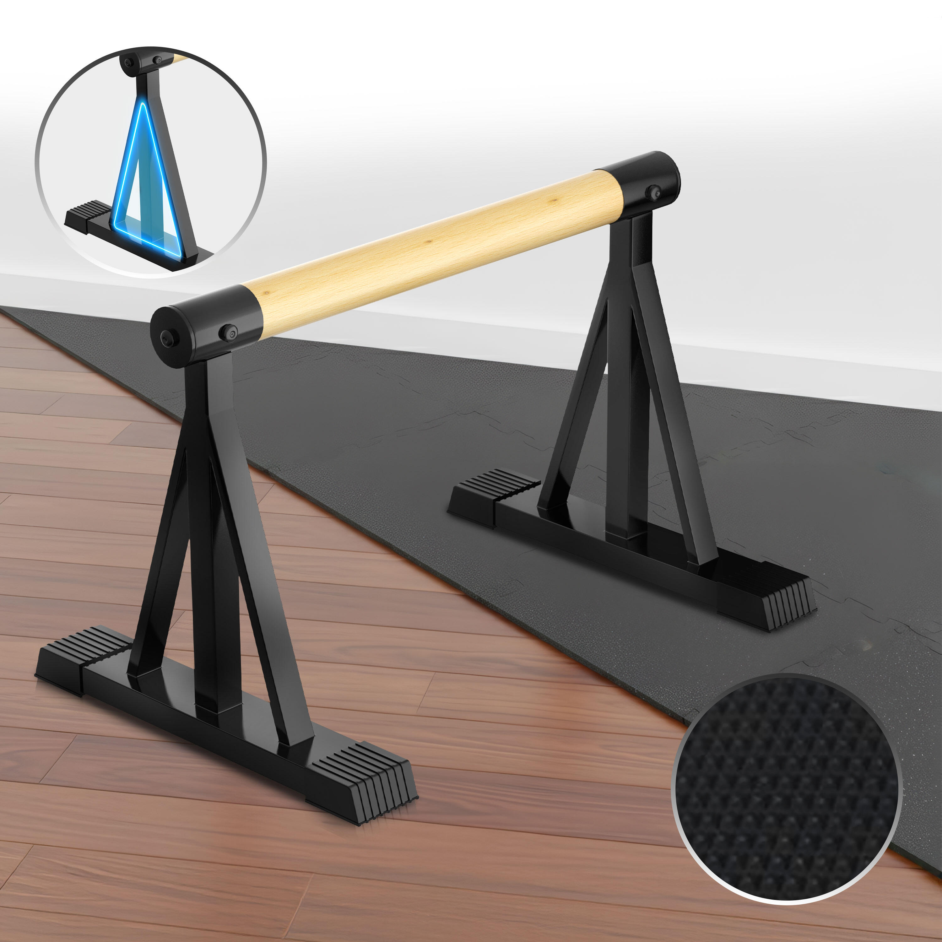 Parallettes Holz & Stahl – Ergonomische Push Up Bars & Handstand Griffe 500 kg 5/7