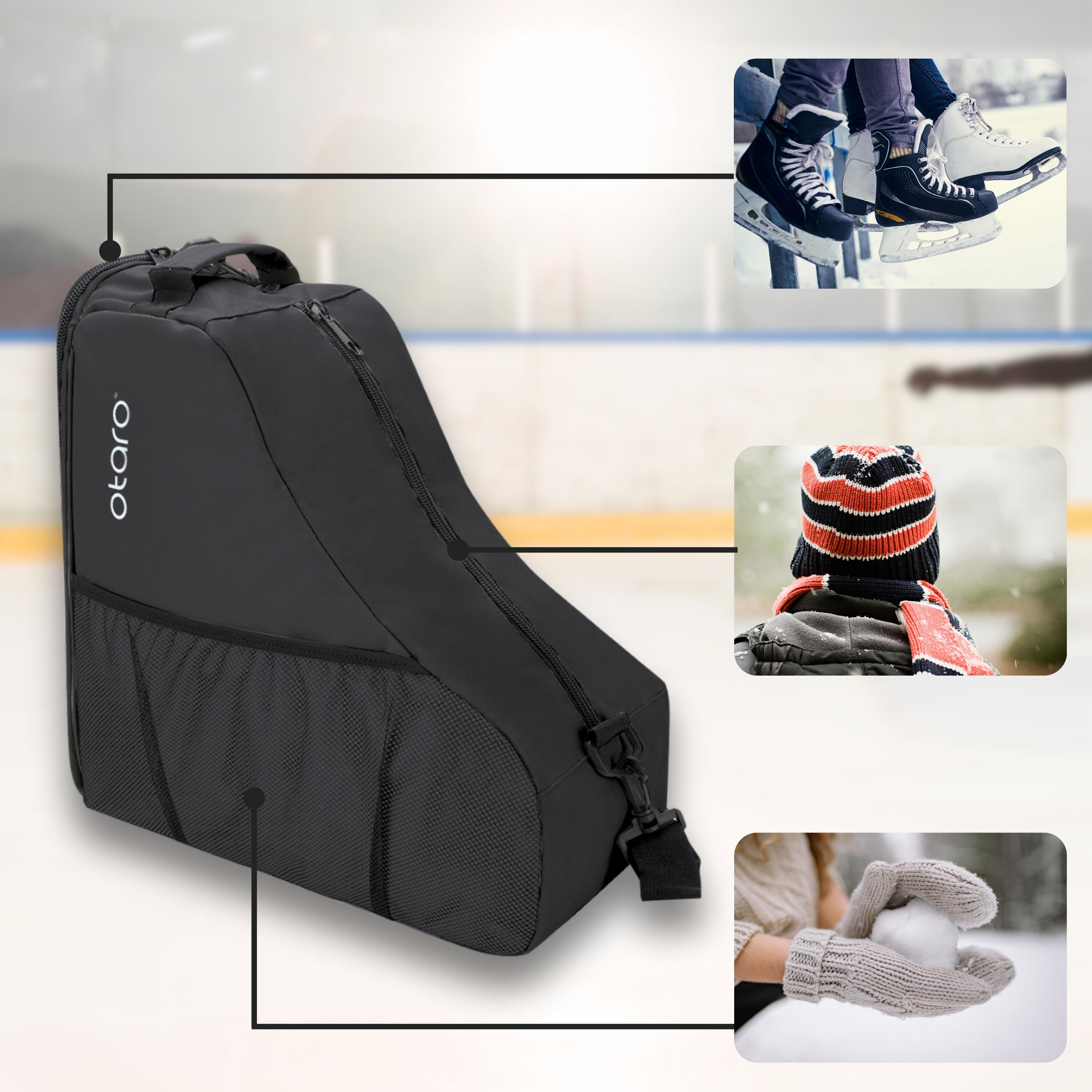 Sac Rollers Sac Transport Patins XPEX - Bandoulière Réglable - Toile Durable - Unisexe - Pour Rollers Et Patins à Glace Sac Sport Glisse