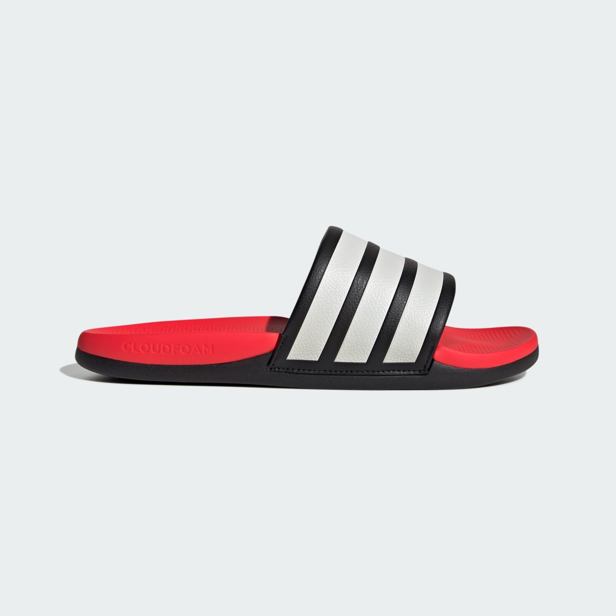 Adidas - Claquette Adilette Comfort 2.0 - Chaussons - Blanc|noir|rouge - Decathlon