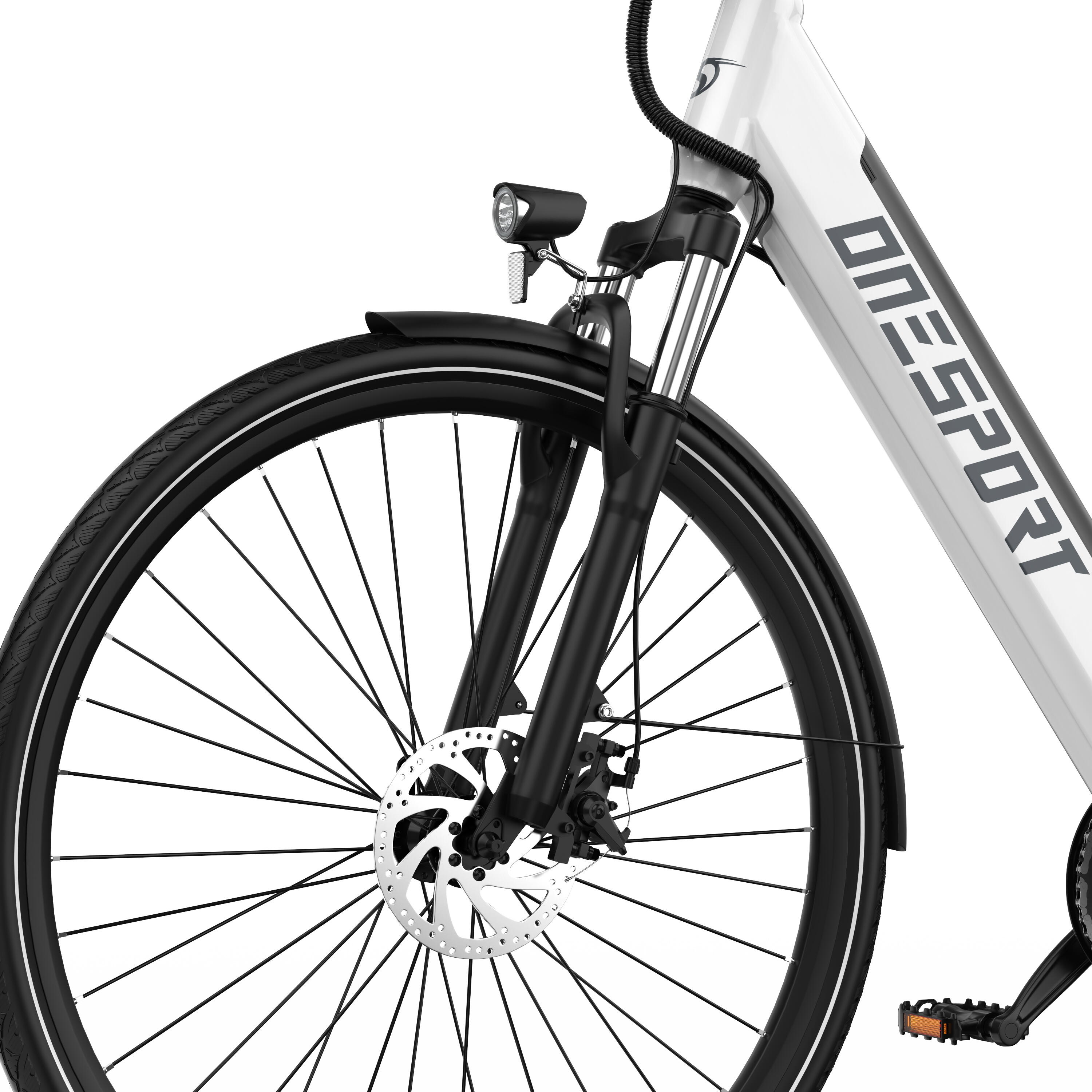 E-Bike entrada baixa OT12 28" 100km bicicleta elétrica unissex branco 7/7