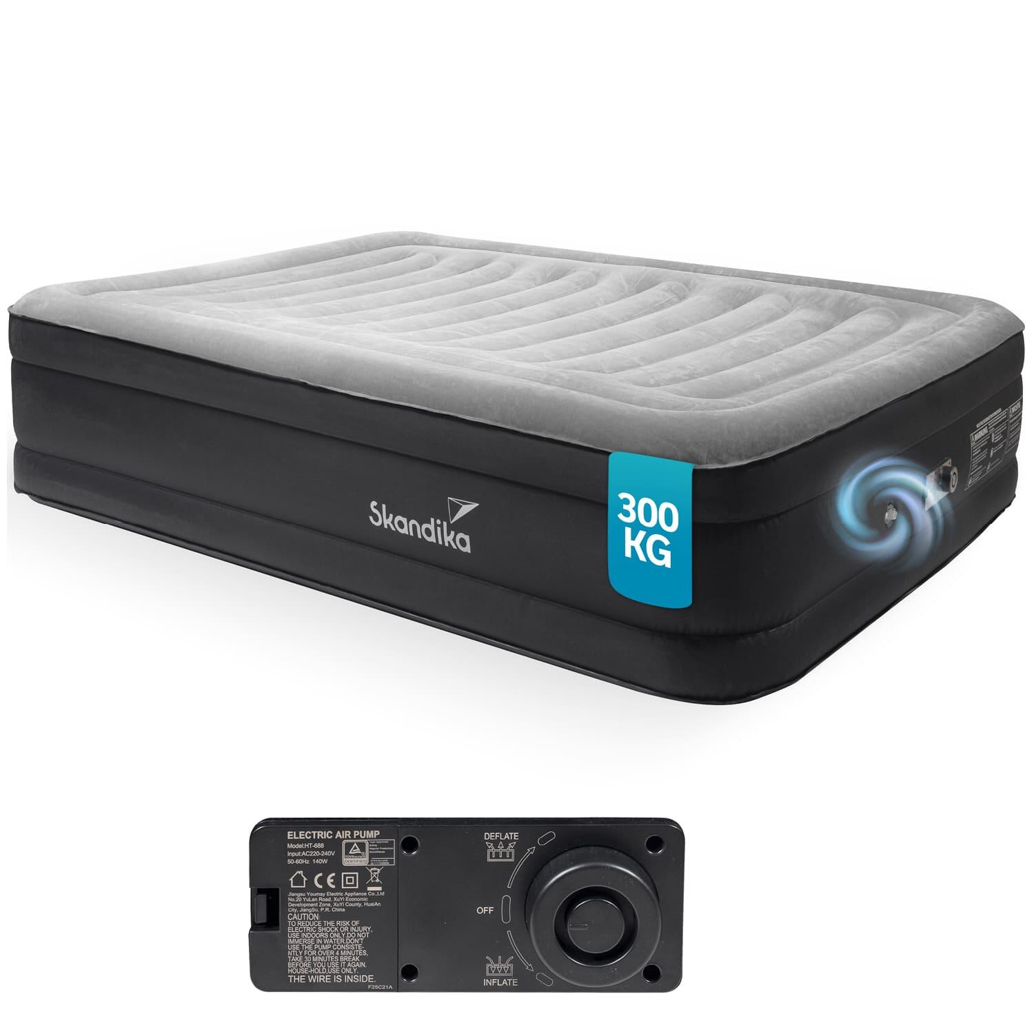 Skandika - Matelas Gonflable Double Sveja - 2 Personnes - Pompe Intégrée - Sac De Transport - Matelas Gonflable - Noir - Taille Unique - Decathlon