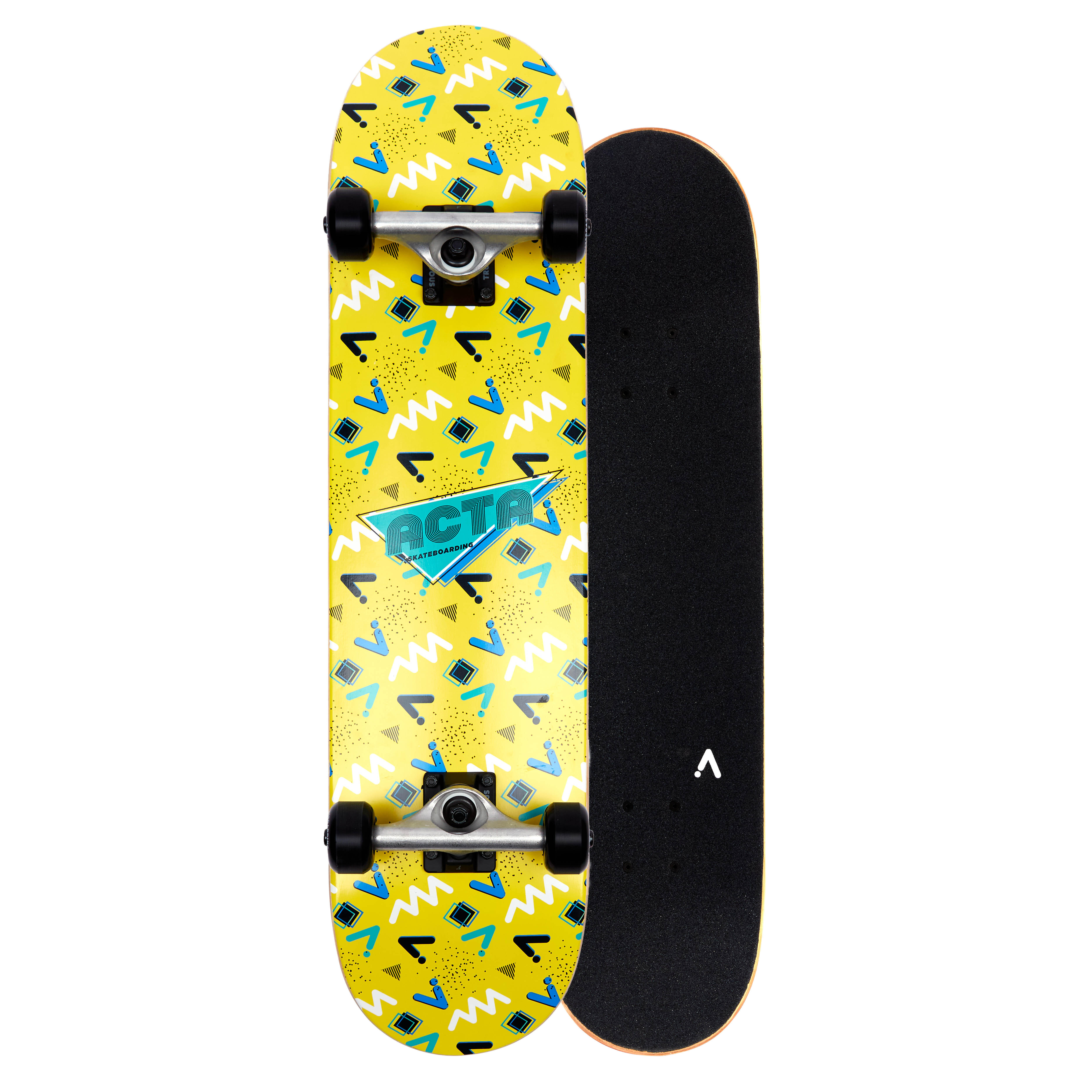 Acta - Acta Complete Memphis 7.75" – Skateboard Complet Polyvalent Pour Débutants - Surfskate - Jaune - 7.75" - Decathlon