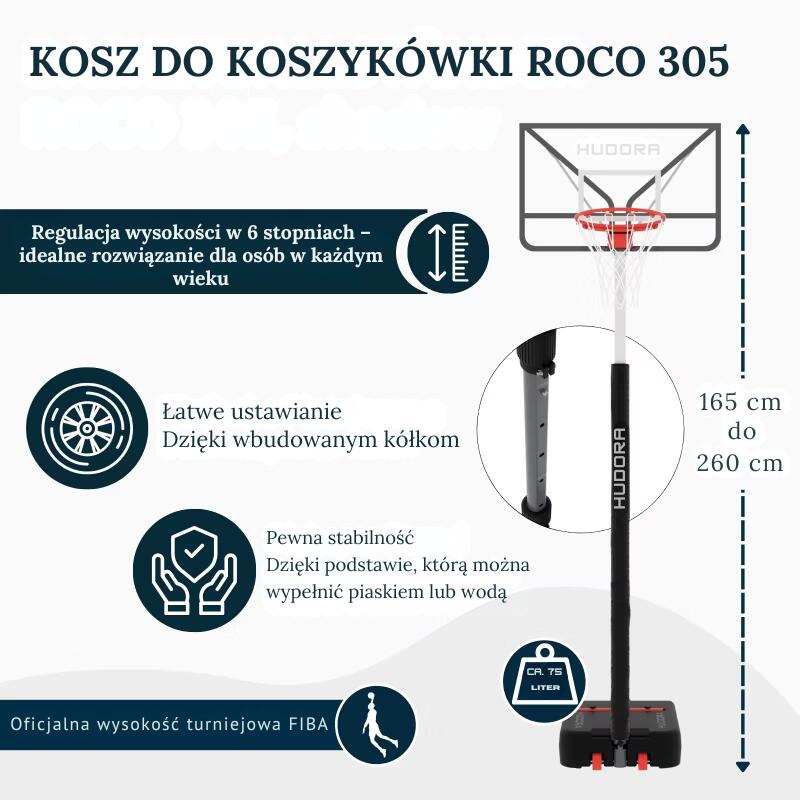Basketbalový koš Hudora Roco 165-260 cm 4/7