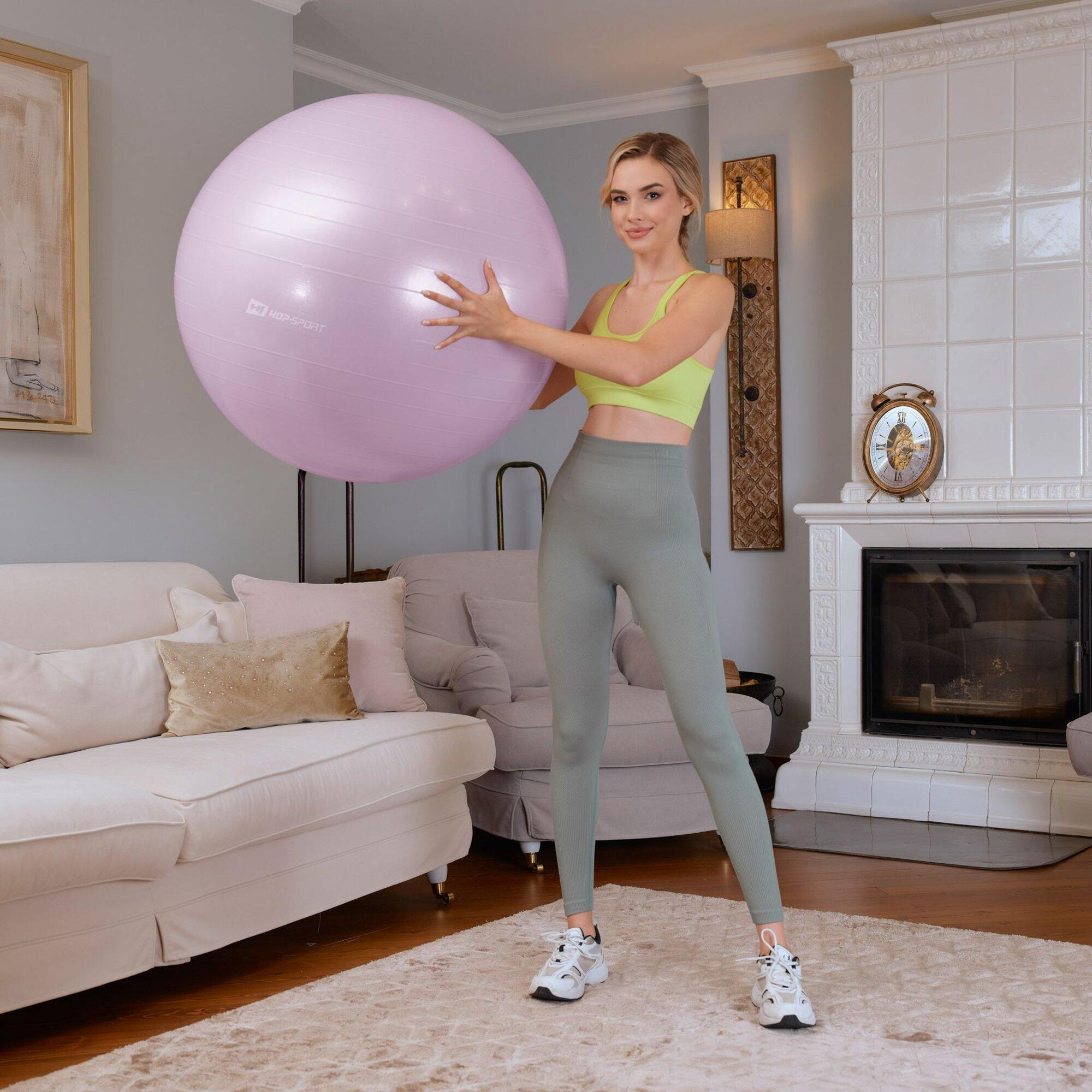 Palla fitness 85 cm con pompa rosa 3/6