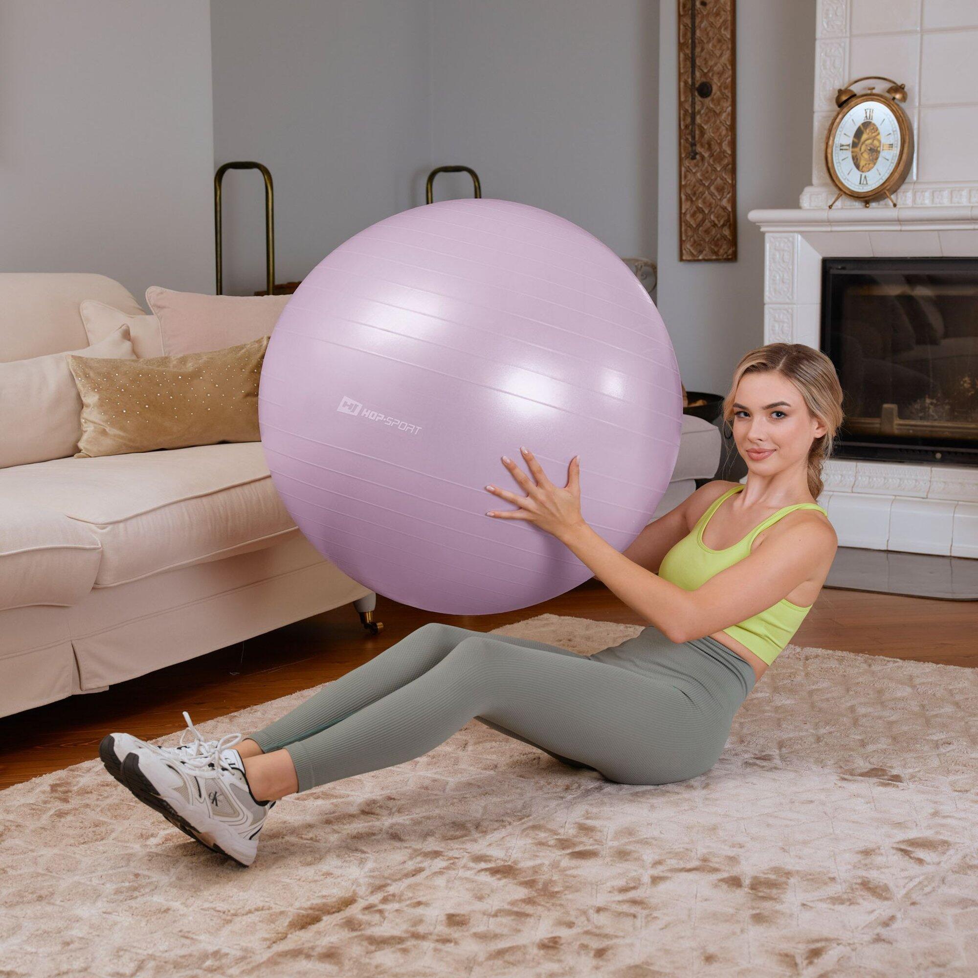 Palla fitness 85 cm con pompa rosa 4/6