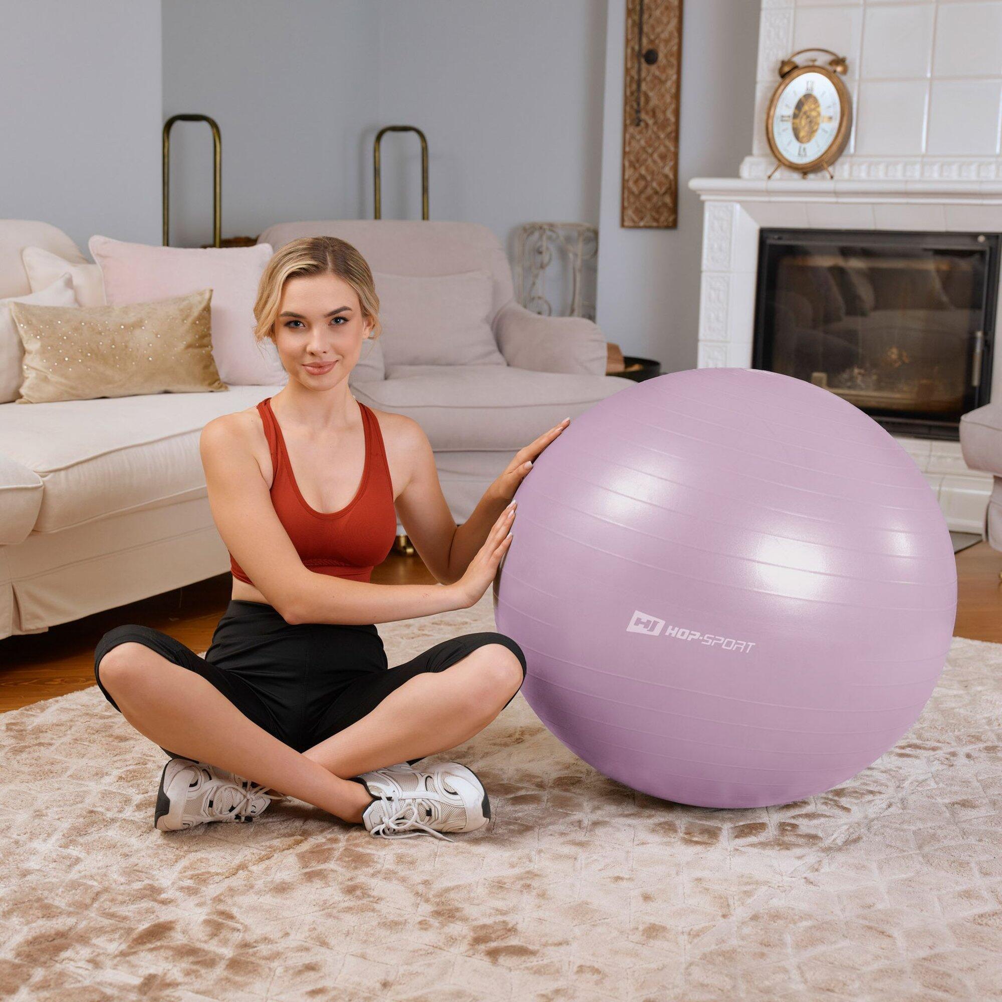 Palla fitness 85 cm con pompa rosa 6/6