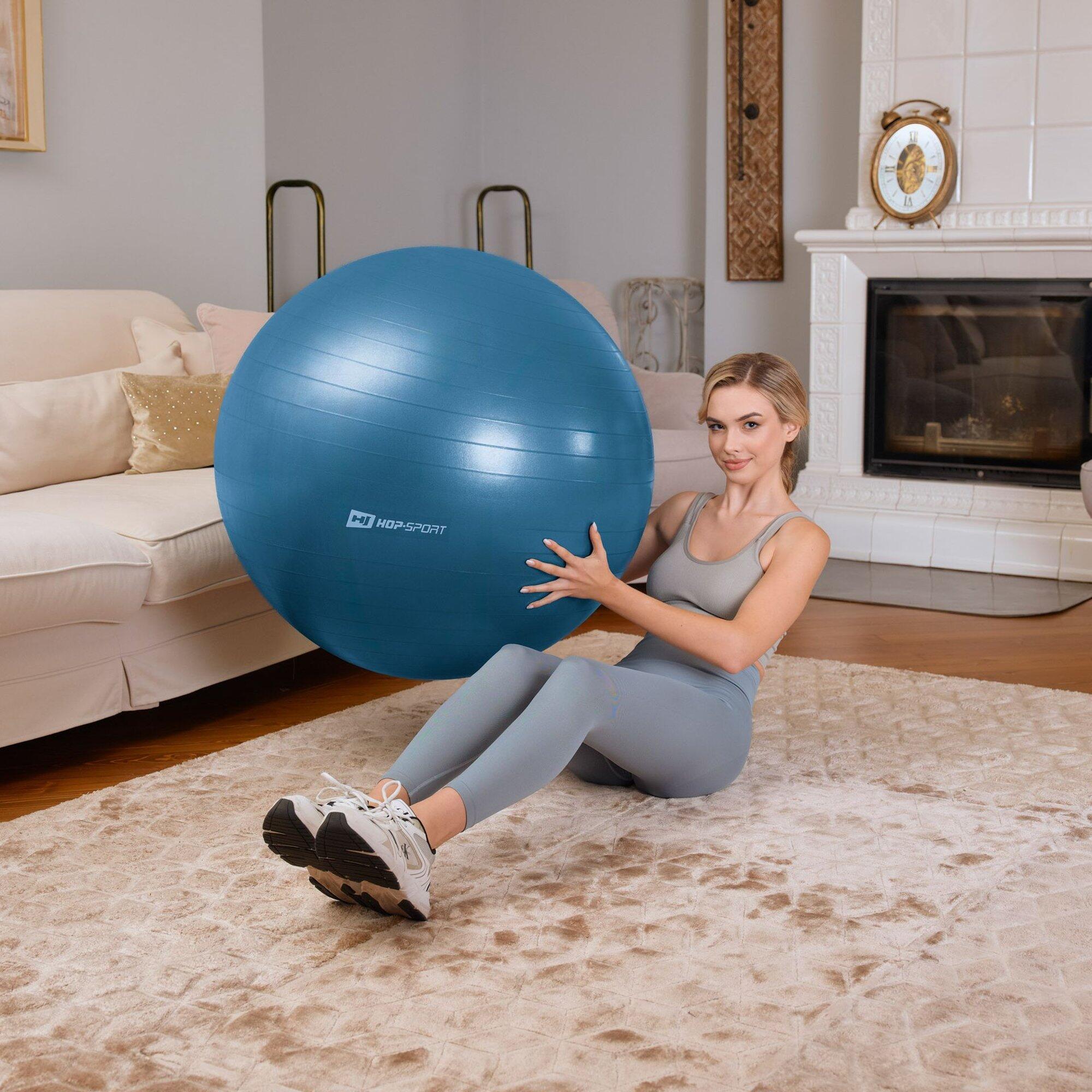 Palla fitness 85 cm con pompa blu 5/6