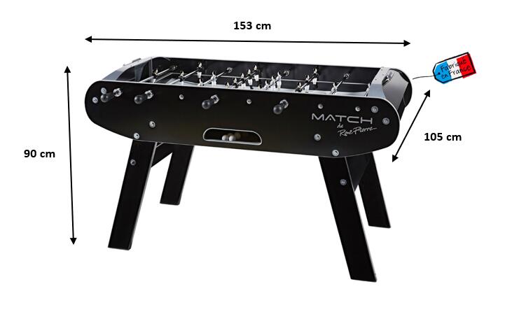 Baby Foot Match Noir - Fabrication française - L153 x l105 x H90 4/6