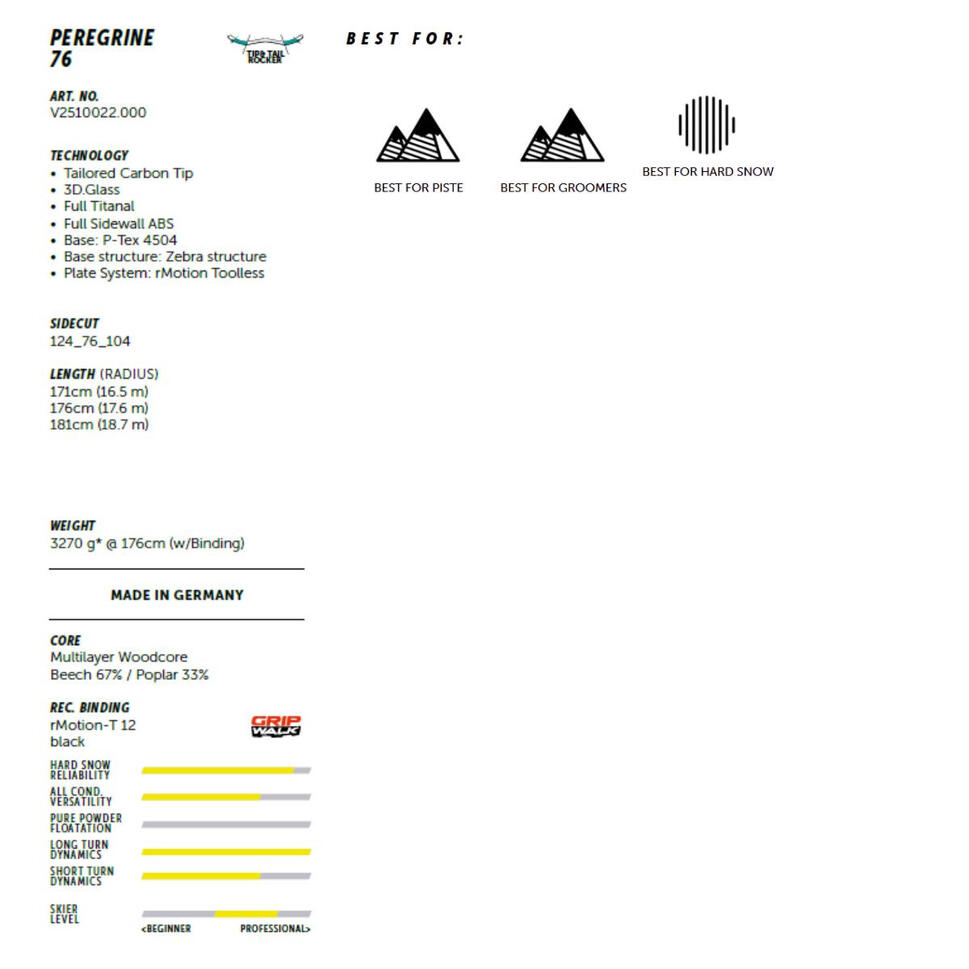 Narty Volkl Peregrine 76 + wiązania rMotion TL 12 GW 2026