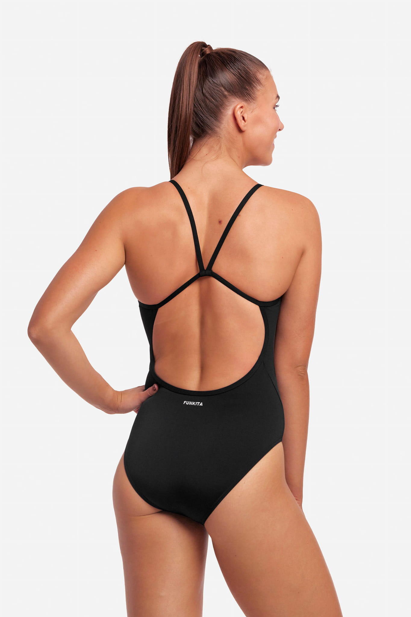 Strój do pływania menstruacyjny FUNKITA Still Black - Swim Secure Single Strap 4/7
