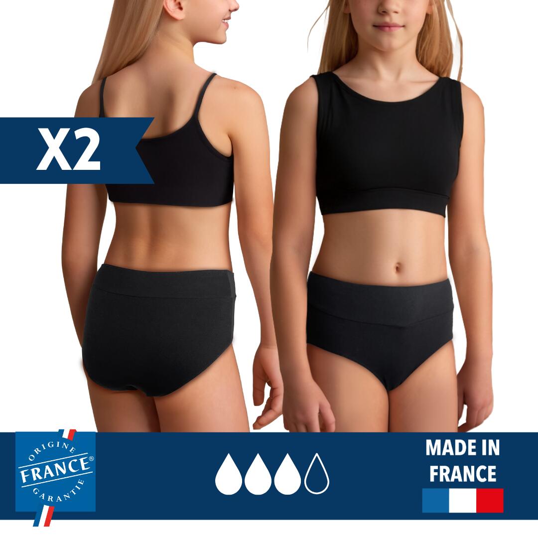 PLIM UNDERWEAR Spodní díl dívčích menstruačních plavek s vysokým pasem – Vysoká absorpce, 2 ks