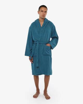 schwarzer Fitness-Bademantel aus Baumwolle für Damen und Herren