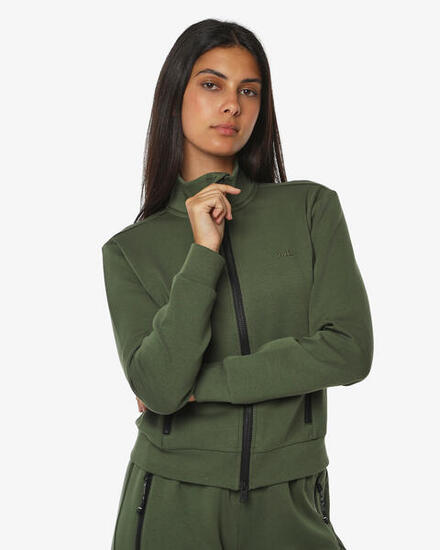 schwarzes Damen-Sweatshirt aus synthetischem Material für Fitness