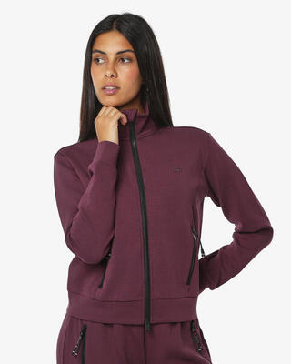 schwarzes Damen-Sweatshirt aus synthetischem Material für Fitness