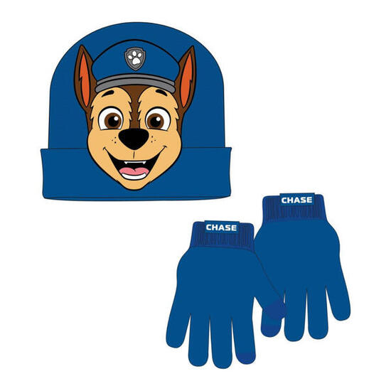 Set De Invierno Guantes Y Gorro Patrulla Canina Chase Azul Niño