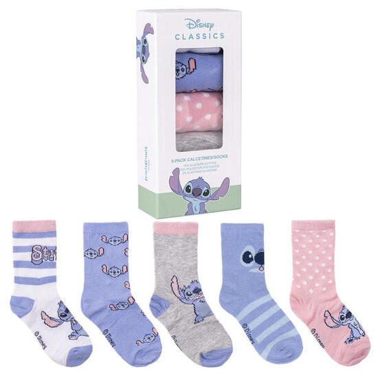 Pack 5 Calcetines En Caja Regalo Stitch Niño