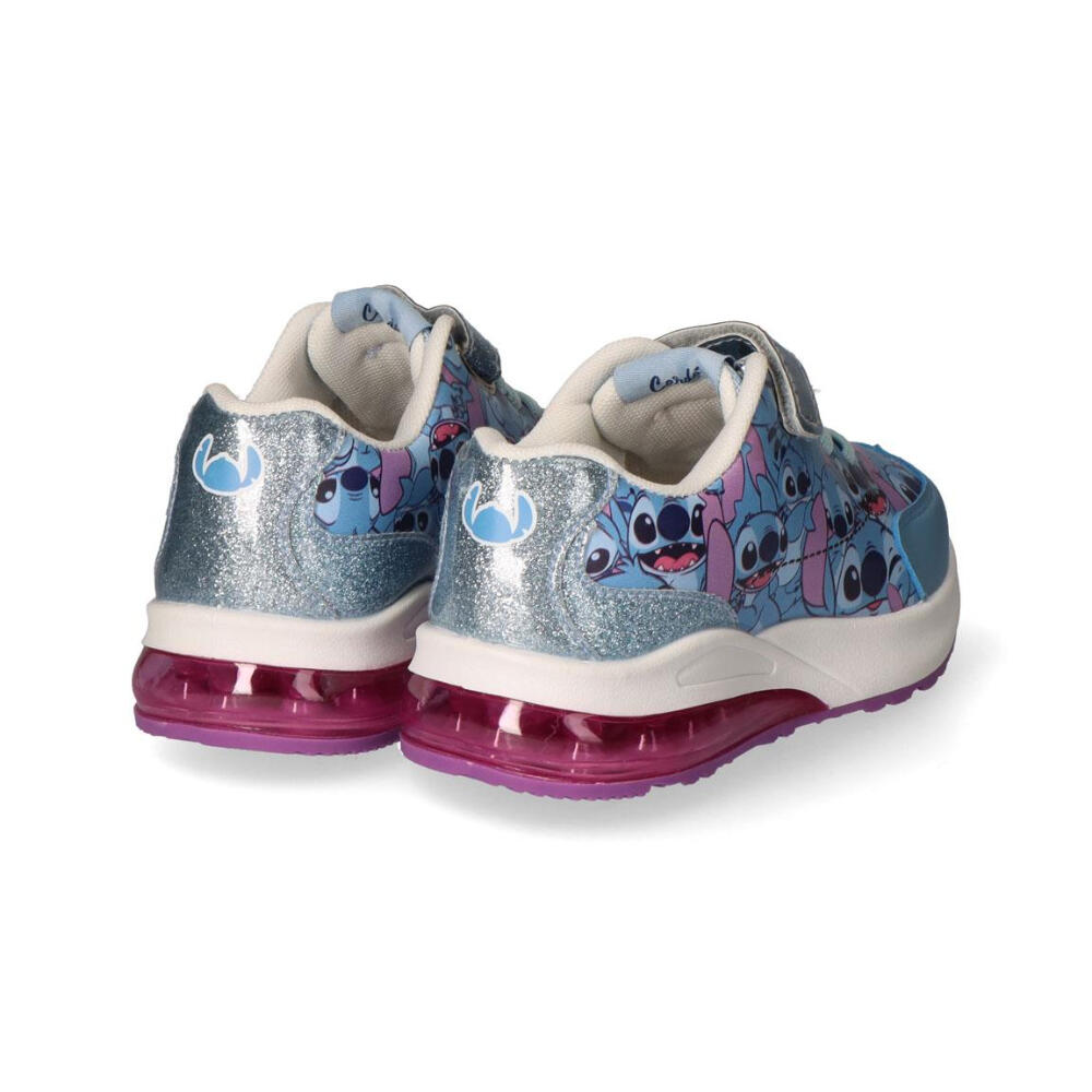 Zapatillas Deportivas Con Luces  Suela Pvc Stitch Azul Metalizado Niña 3/3