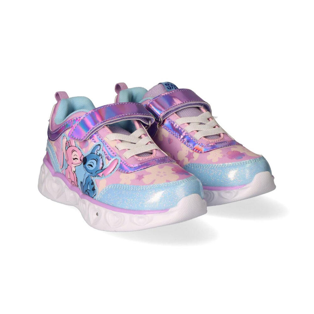 Zapatillas Deportivas Suela Ligera Eva Con Luces Stitch Y Angel Niña 2/3