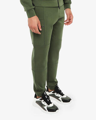 Heren militairgroene synthetische fitnessbroek