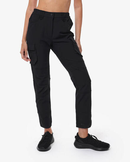 Schwarze Synthetik-Fitnesshose für Damen