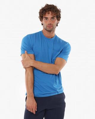 Heren kobalt t-shirt van synthetisch materiaal voor fitness