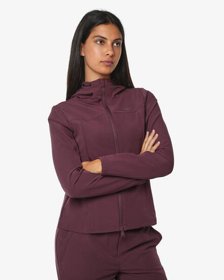 Sweat-shirt femme vin en matière synthétique pour le fitness