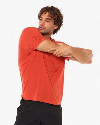 Heren kobalt t-shirt van synthetisch materiaal voor fitness