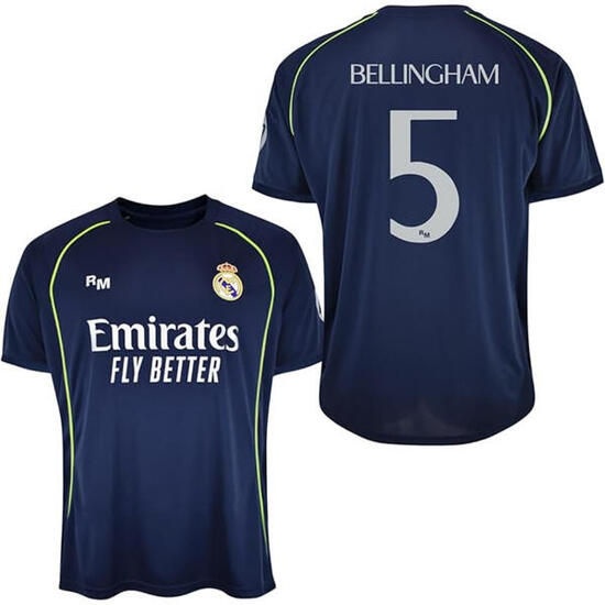 Camiseta Real Madrid 25/26 Segunda Equipación Bellingham 5 Réplica Oficial