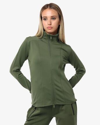Damen-Sweatshirt in Militärgrün aus synthetischem Material für Fitness