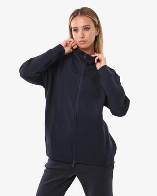 Marineblaues Damen-Sweatshirt aus synthetischem Material für Fitness
