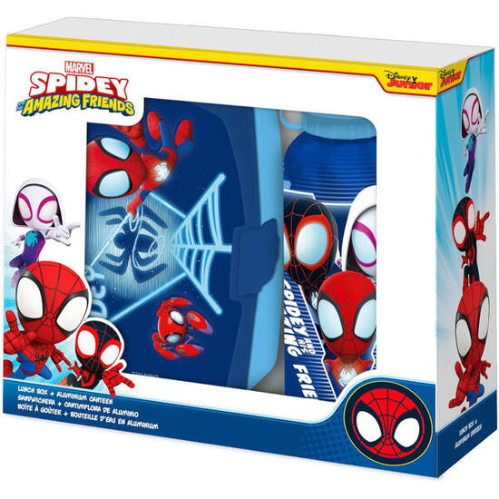 Set Botella Aluminio 500 ML Con Sandwichera Spidey The Amazing Friends