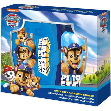Set Botella Aluminio 500 ML Con Sandwichera Patrulla Canina Pups To The Rescue!