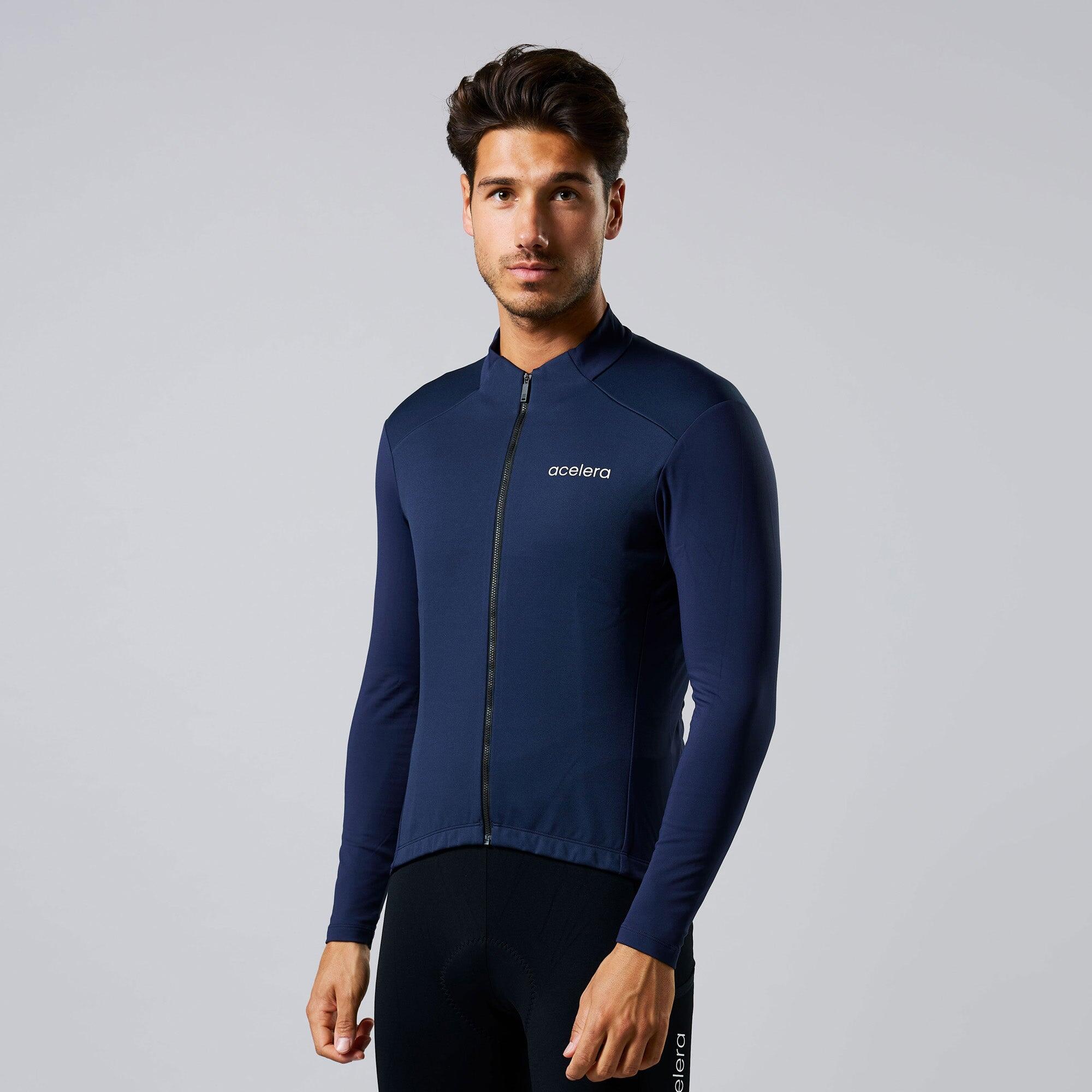 Acelera - Maillot Vélo Route Hiver Homme - Imperméable & Coupe-vent – Vêtements De Vélo - Maillot Manches Longues - Bleu - 52 2xl - Decathlon