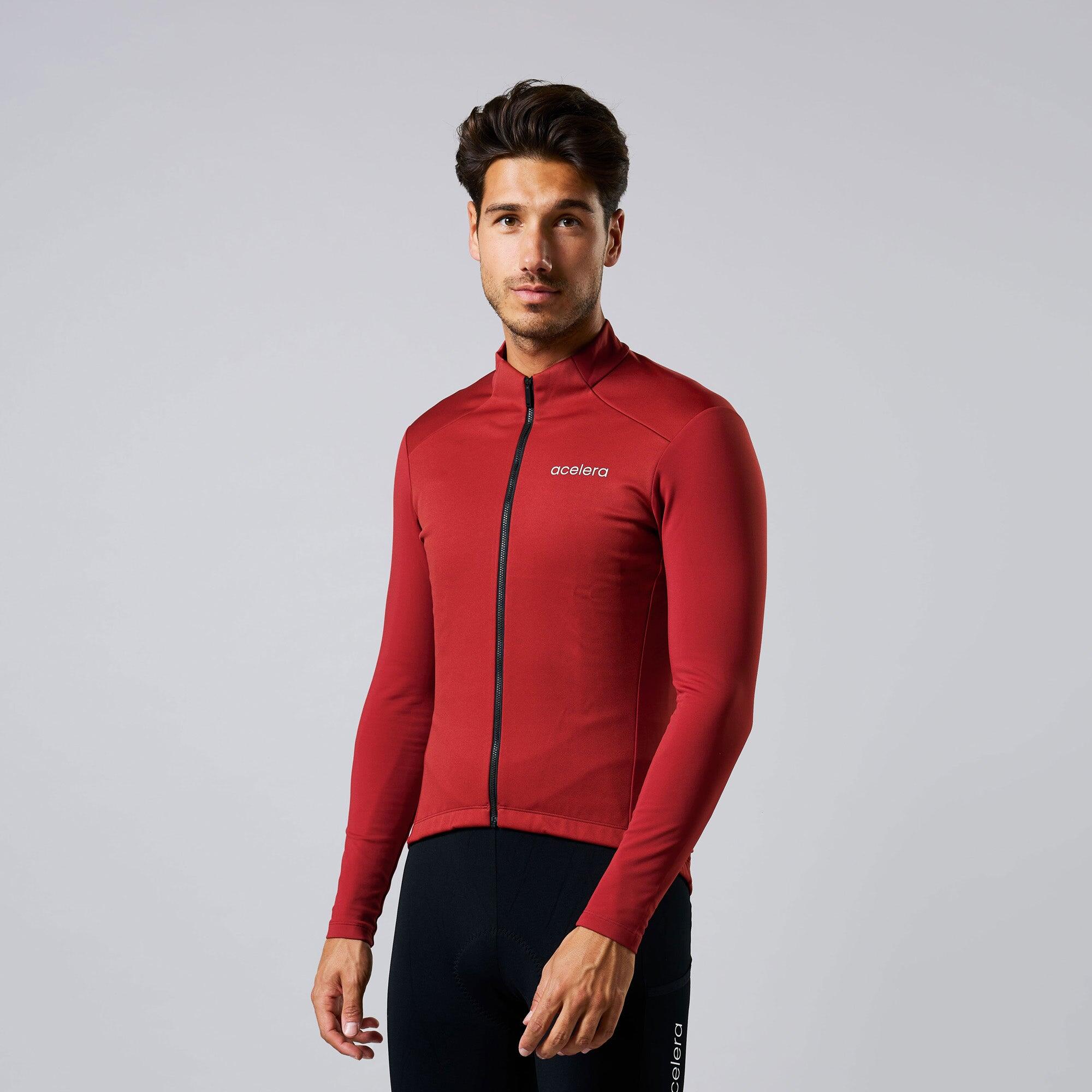 Acelera - Maillot Vélo Route Hiver Homme - Imperméable & Coupe-vent – Vêtements De Vélo - Maillot Manches Longues - Rouge - 40 M - Decathlon
