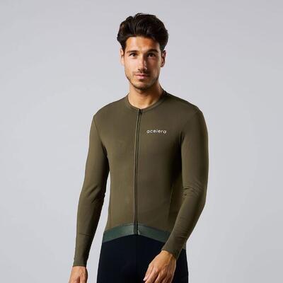 Thermo fleece fietsshirt heren wielerjack lange mouwen wielerkleding fietsjas